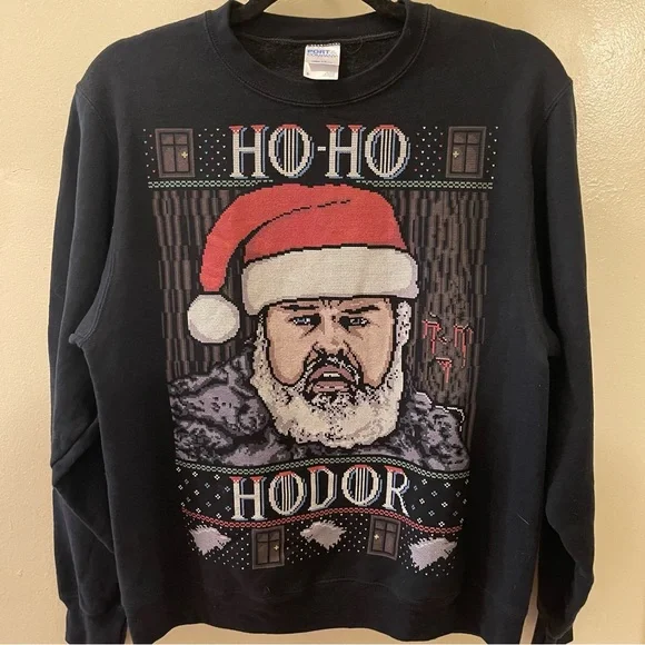 Ho Ho Hodor Game of Thrones Ugly Christmas Sweater - Picture 1 of 4
